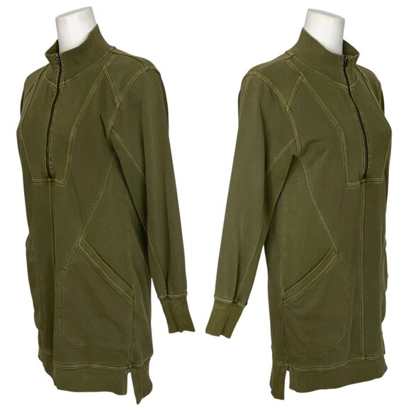 Anthropologie Daily Practice Meru Mini Dress S Moss Green Long Sleeve Athleisure - Picture 3 of 13